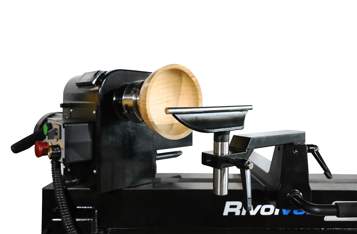 Rivolver 16" x 24" Vari-Speed Wood Lathe shown with optional CWI-WLC3.75 Four Jaw 3.75” Lathe Chuck