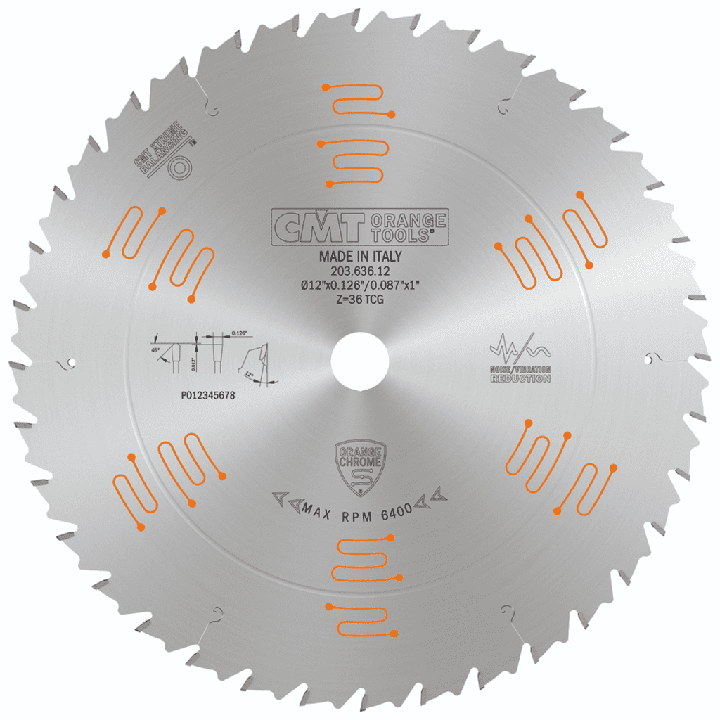 203.636.12 CMT Orange Chrome Glue Line Ripping Blade 12" X T36 TCG