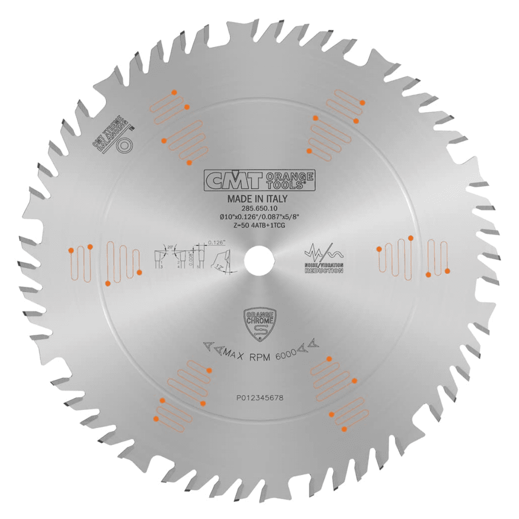 285.650.10 CMT Orange Chrome Combination Blade 10" X T50 ATB + TCG