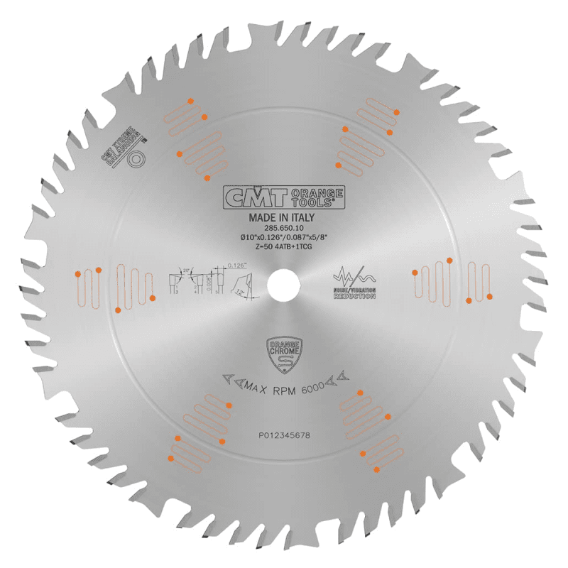 285.650.10 CMT Orange Chrome Combination Blade 10" X T50 ATB + TCG