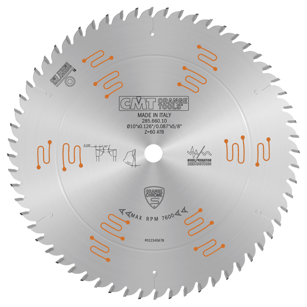 285.660.10 CMT Orange Chrome Heavy-Duty Crosscutting Blade 10" X T60 ATB