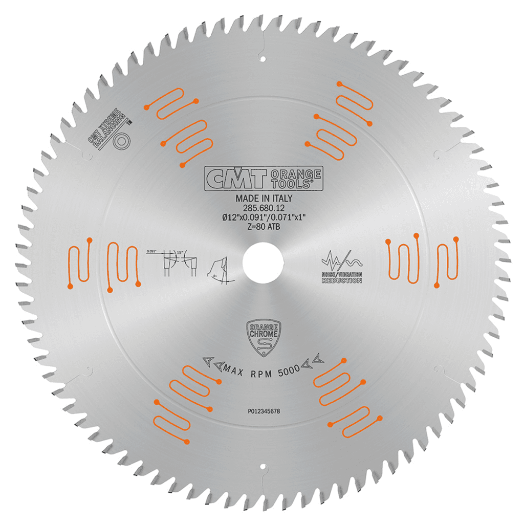 285.680.12 CMT Orange Chrome Fine Finish Blade 12" X T80 ATB
