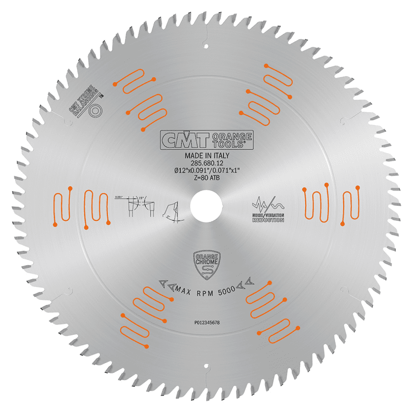 285.680.12 CMT Orange Chrome Fine Finish Blade 12" X T80 ATB