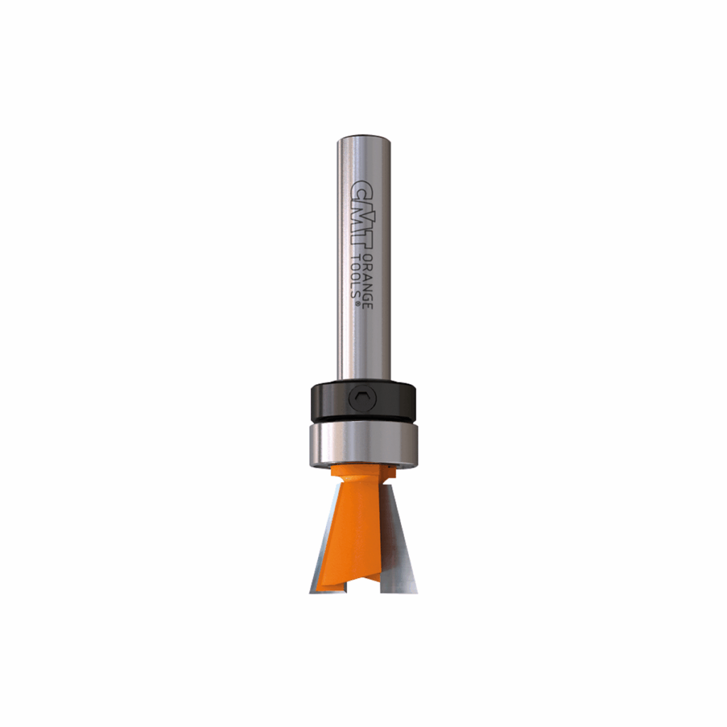 818.142.11B CMT Dovetail Bit 9/16D X 3/8L X 14Deg X 1/4 Shank With Bearing