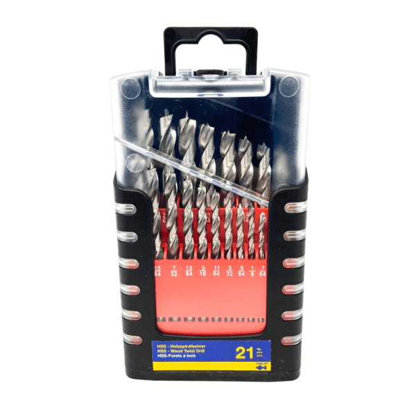 F013G0021K01 Fisch 21 PCE High-Speed Steel Brad Point Drill Bit Set