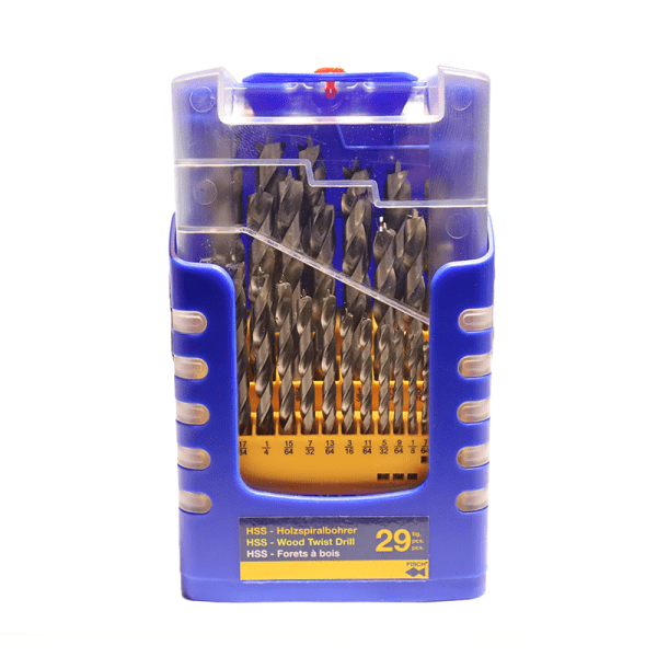 F013G0029K01 Fisch 29 PCE High-Speed Steel Brad Point Drill Bit Set