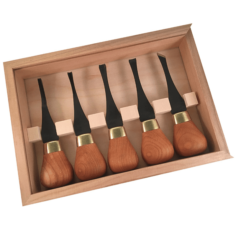 FRP310 Flexcut Premium 5 Piece Palm Chisel Set w/ Cherry Handles