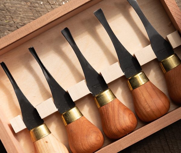 FRP310 Flexcut Premium 5 Piece Palm Chisel Set w/ Cherry Handles