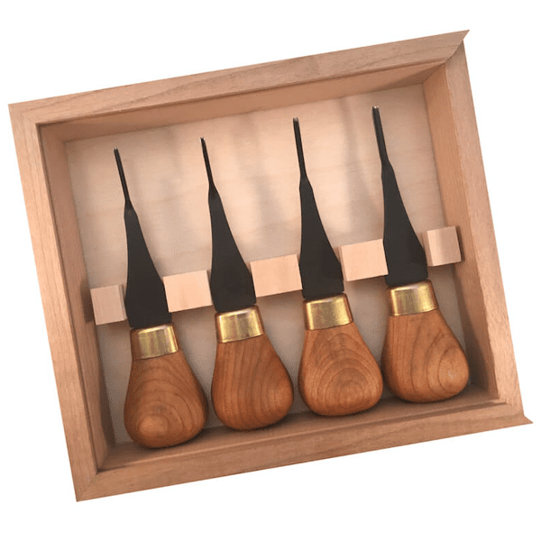 FRP804 Flexcut Premium Micro-Palm Chisel Set w/ Cherry Handles