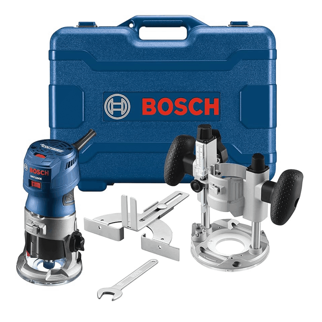 GKF125CEPK Bosch 1.25 HP VS Palm Router Kit w/ Fixed and Plunge Base