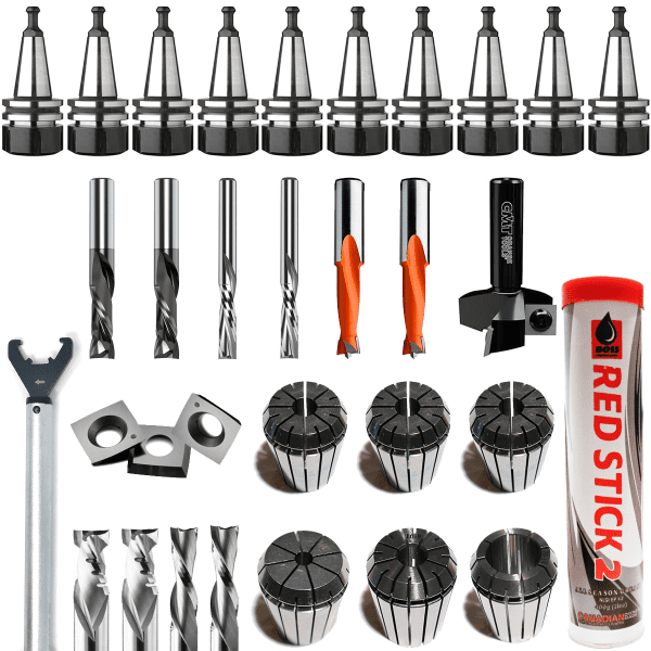 TOOLING-CABMKR5X10 32 Piece Starter Tooling Kit for the CabinetMaker 5x10 CNC Router