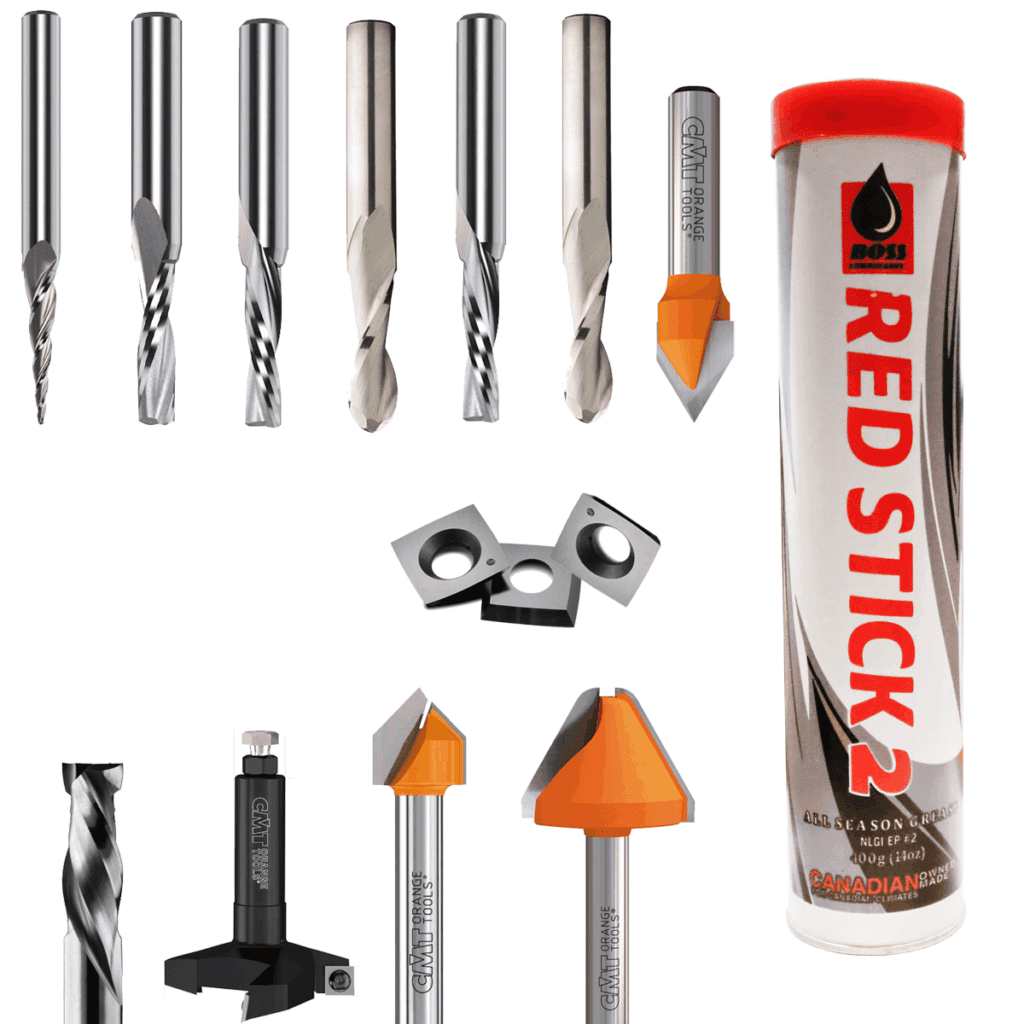 15 Piece Starter Tooling Kit for CNC Routers with an ER25 2HP Spindle