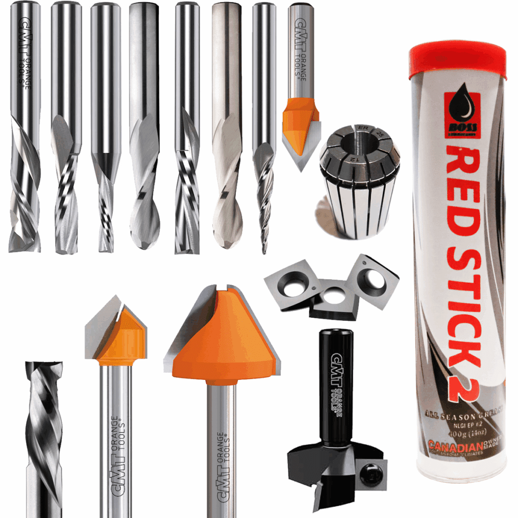 17 Piece Starter Tooling Kit for CNC Router with ER25 4HP Spindle