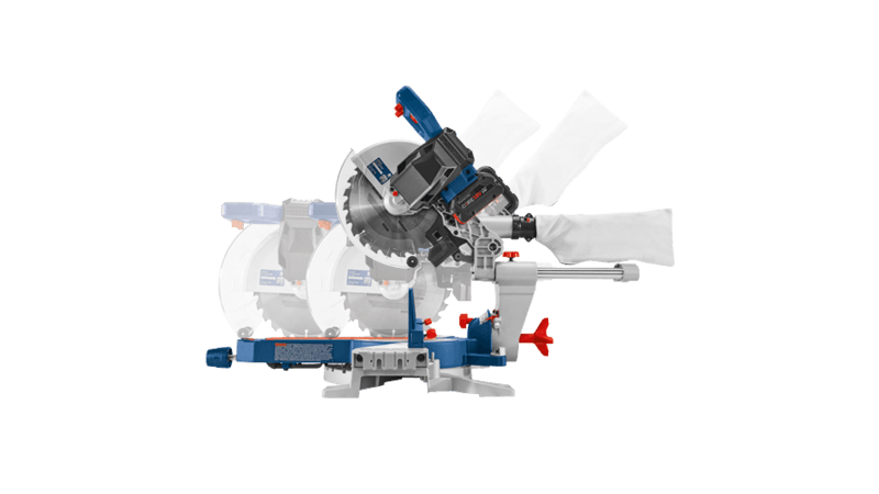 Bosch 18 Volt Cordless 10" Slide Miter Saw Kit w/ 8 Amp Battery / Charger and T4B Stand