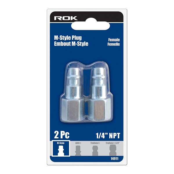 Pneumatic 2 PCE 1/4" NPT Female Plug ("M" Style)