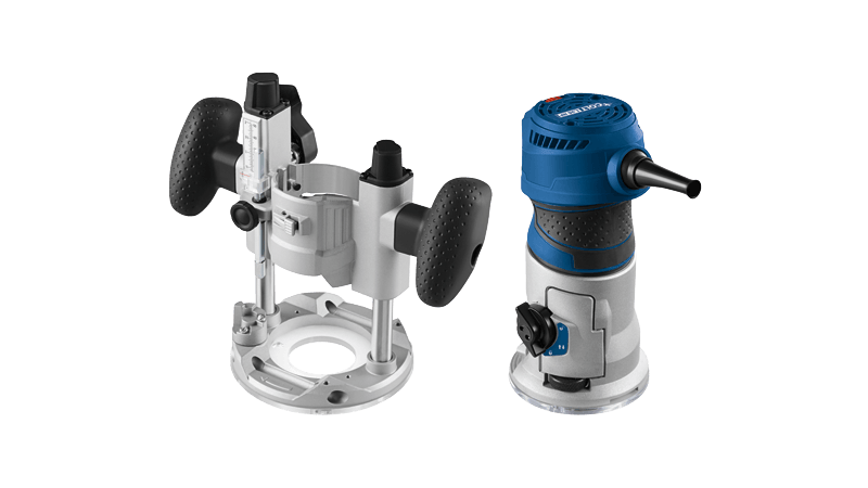 Bosch 1.25 HP VS Palm Router Kit w/ Fixed and Plunge Base