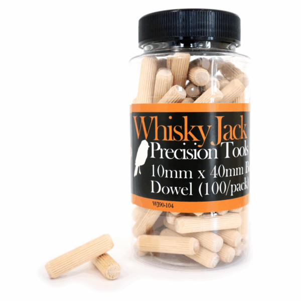 WJ90-104 Whisky Jack 10mm x 40mm Beechwood Fluted Dowel (100/pack)