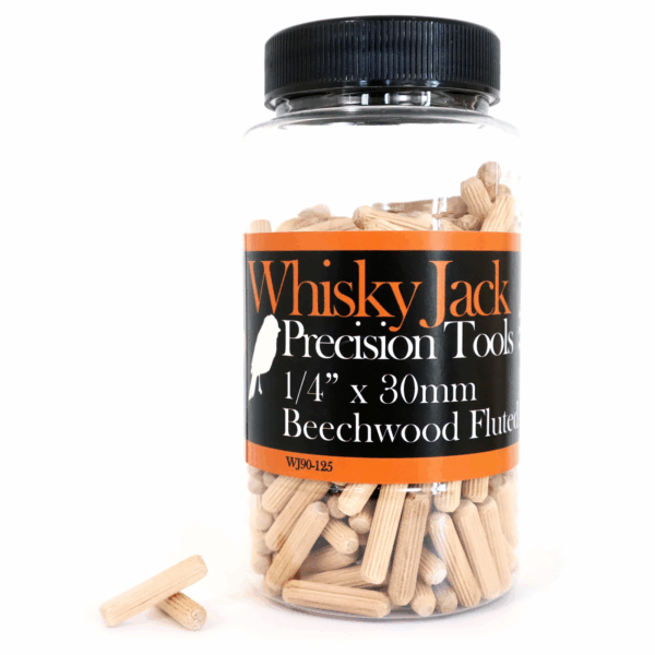 WJ90-125 Whisky Jack 1/4" x 30mm Beechwood Fluted Dowel (300/pack)