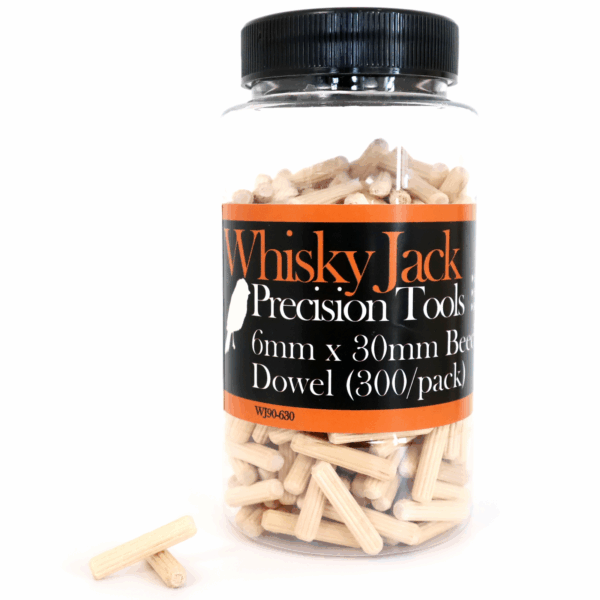 WJ90-630 Whisky Jack 6mm x 30mm Beechwood Fluted Dowel (300/pack)